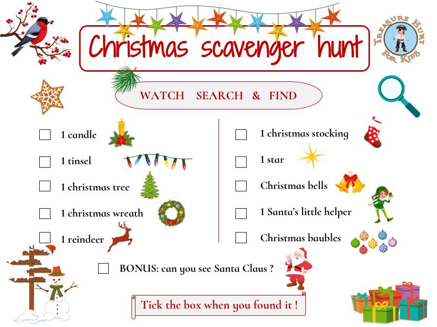 Christmas scavenger hunt worksheet