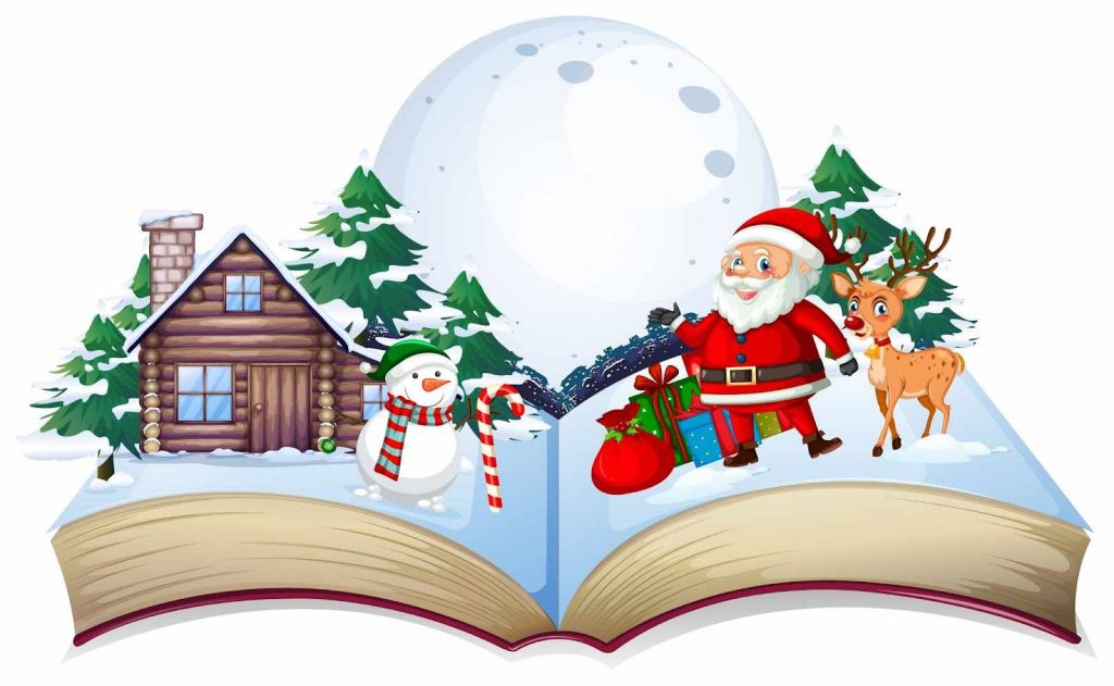A vector image of winter themed story book