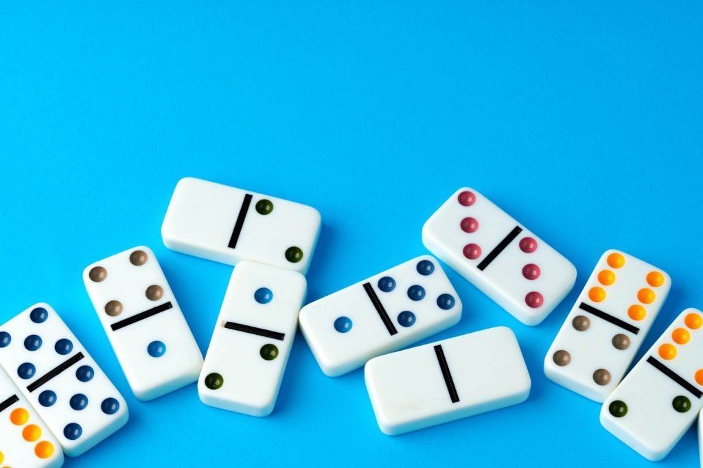 Dominoes on a table