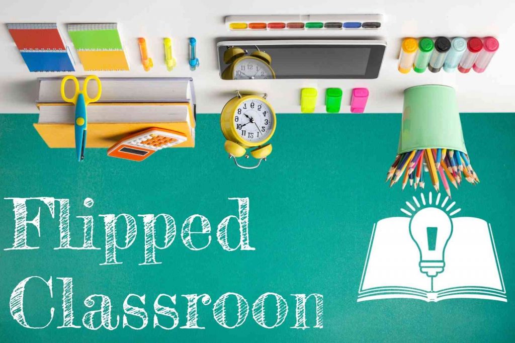 Flipped classroom written on a green background