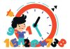 Vector image of a kid with a clock