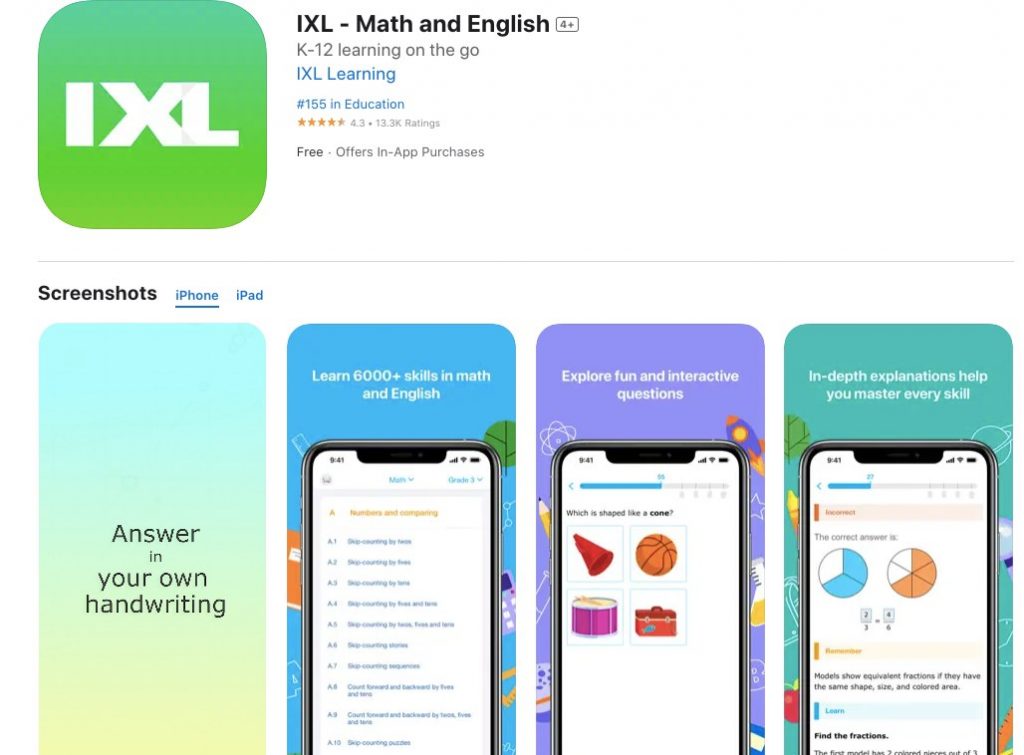 App store page of IXL