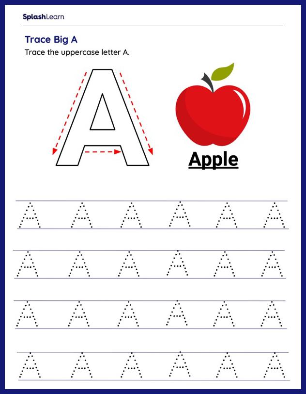 Letter A tracing worksheet