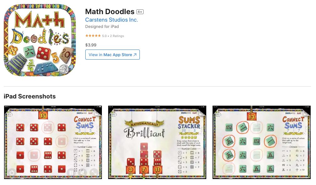 App store page of Math Doodles