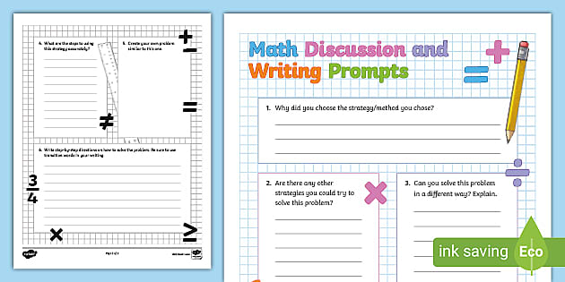 Math writing prompt worksheet