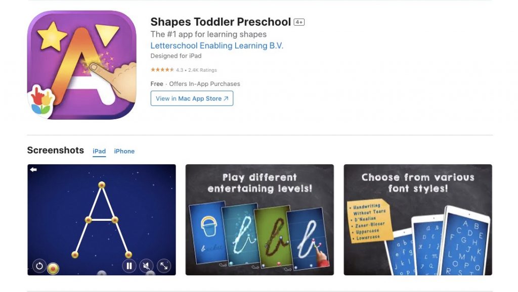 Shapes Toddler App Banner