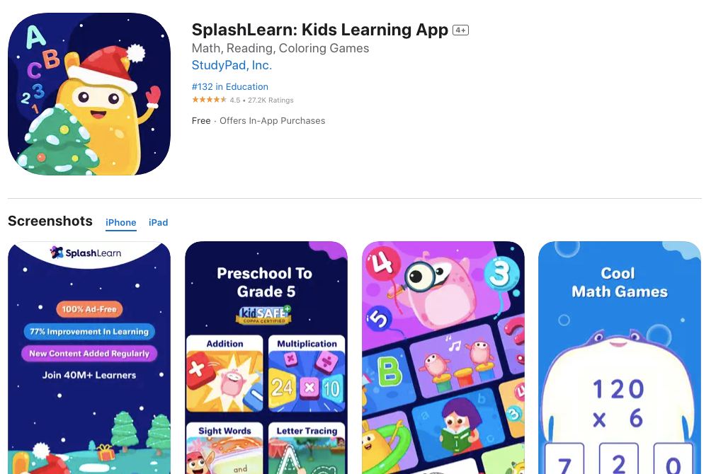 Splashlearn Kids Learning App Banner