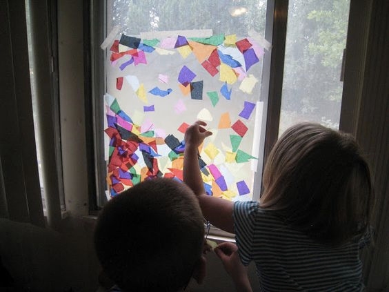 Stained glass with tissue paper