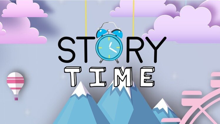 Story time written on colorful background