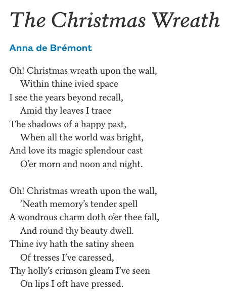 The christmas wreath poem