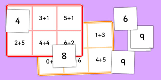 Addition bingo worksheet