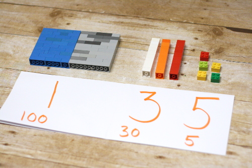 Numbers and lego bricks on the floor