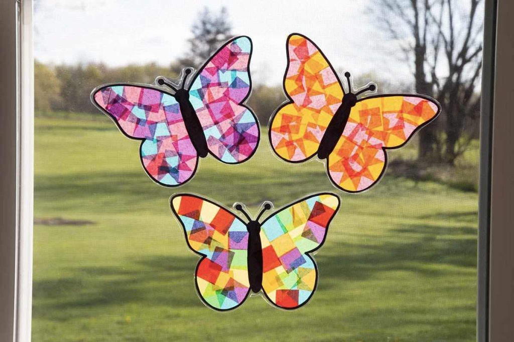 Butterfly suncatchers on a window