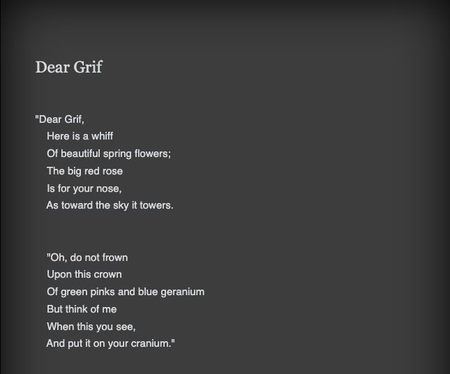 Dear Grif poem