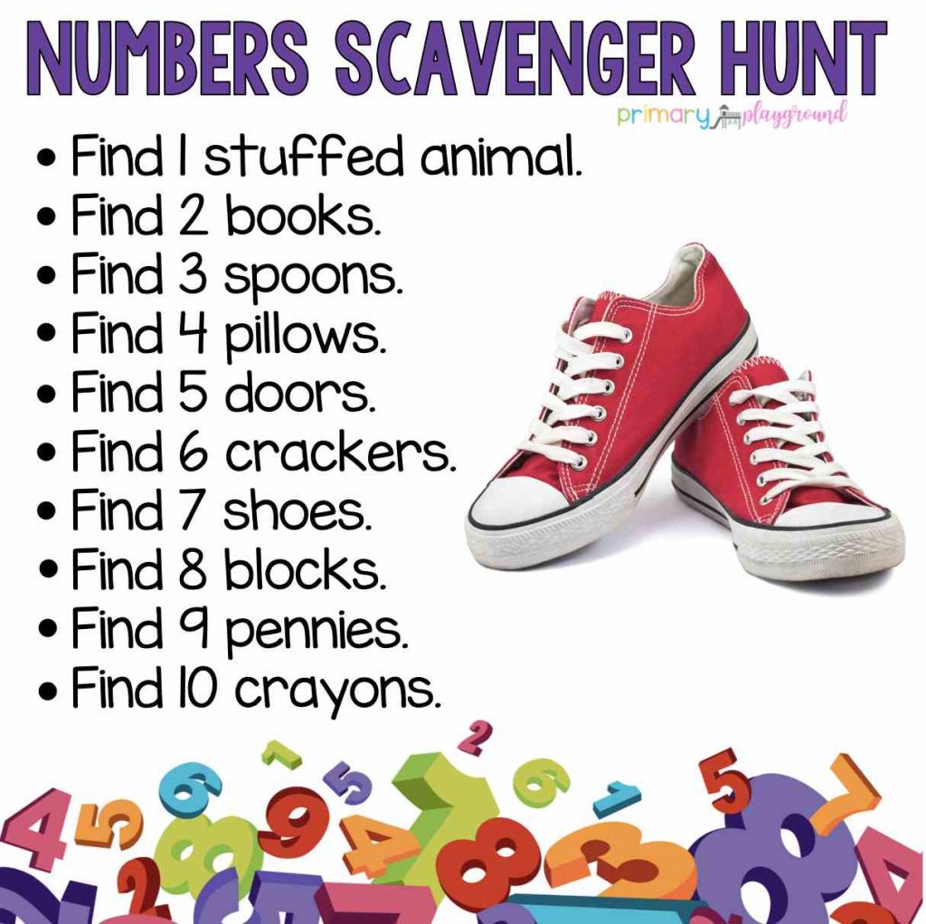 A number scavenger hunt list