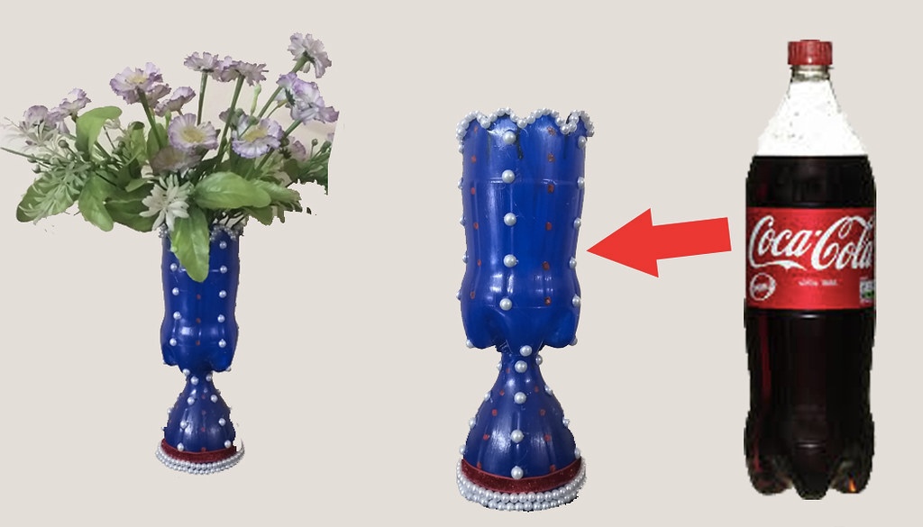 Vase made out of a plastic bottle