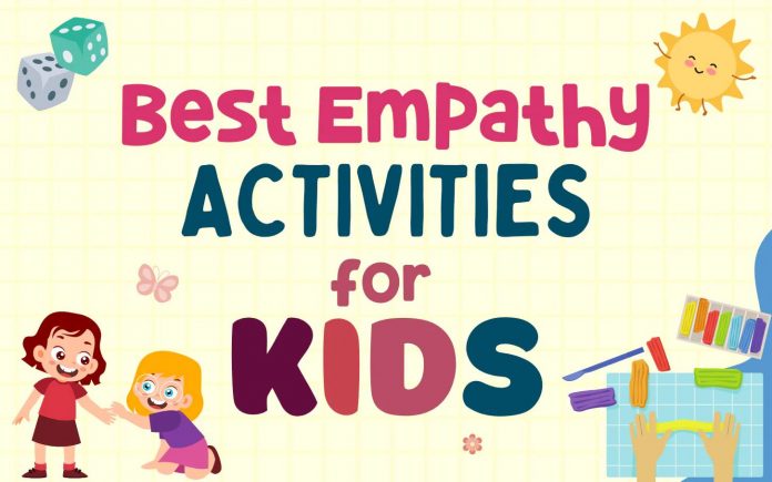 Vector graphics of empathy activities for kids