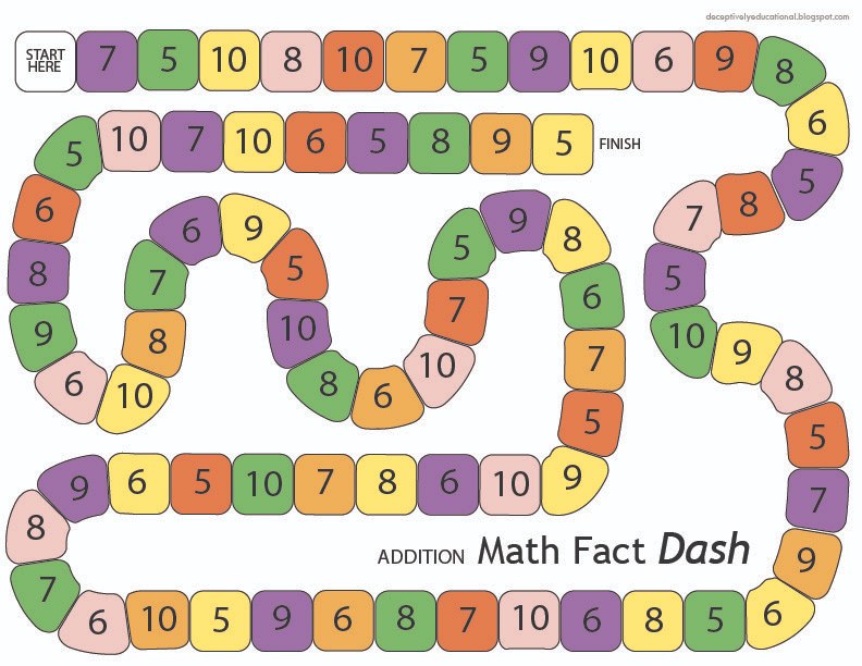 Math fact board game