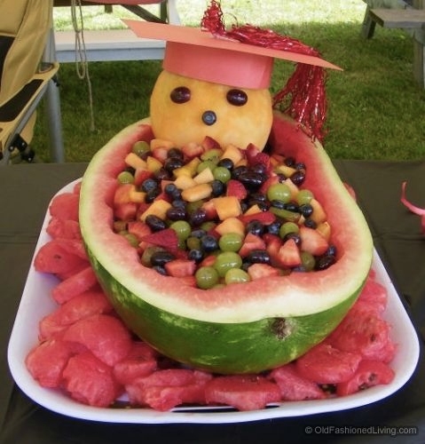 Fruits arranged in graduation theme