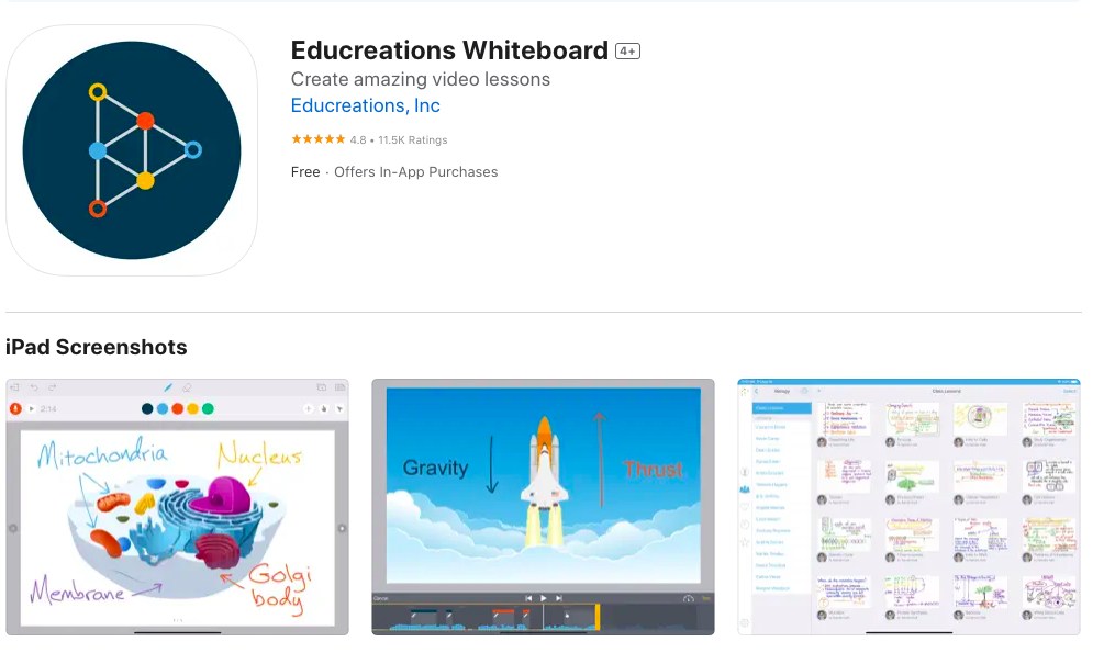 App store page of EduCreations