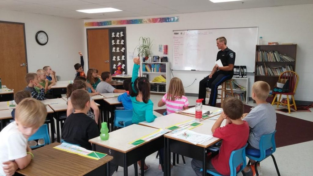 A guest speaker in the classroom