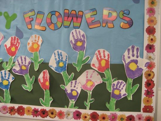 Handprints in the shape of flowers