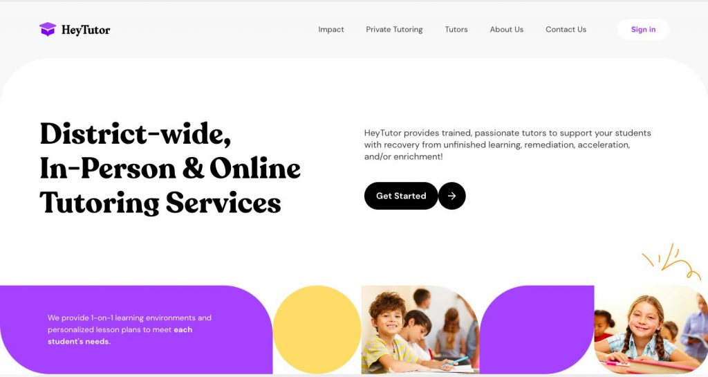 Homepage of HeyTutor