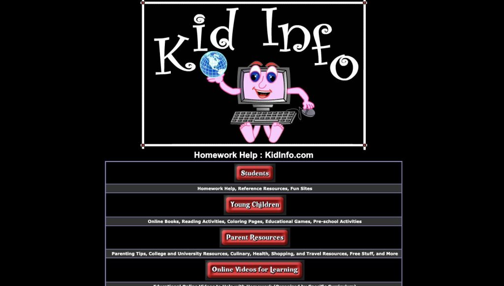 Webpage of KidInfo