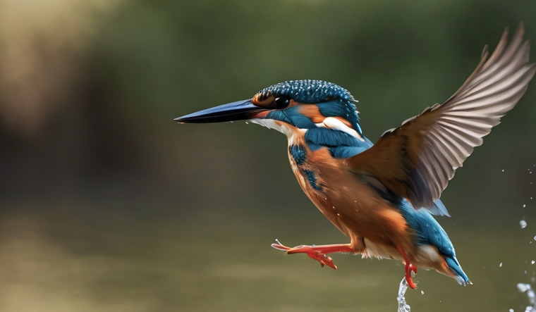 A kingfisher flying