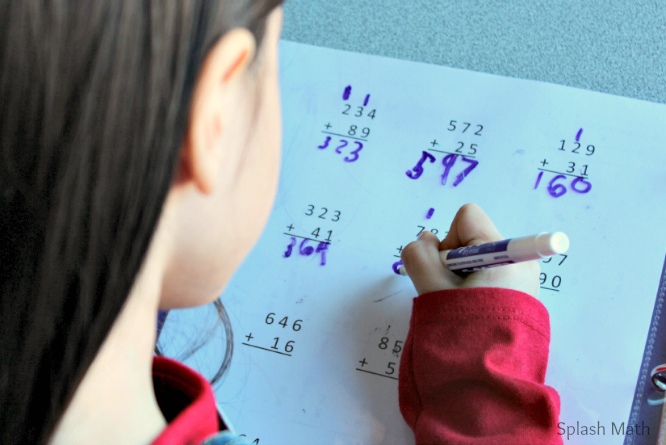 A girl doing addition