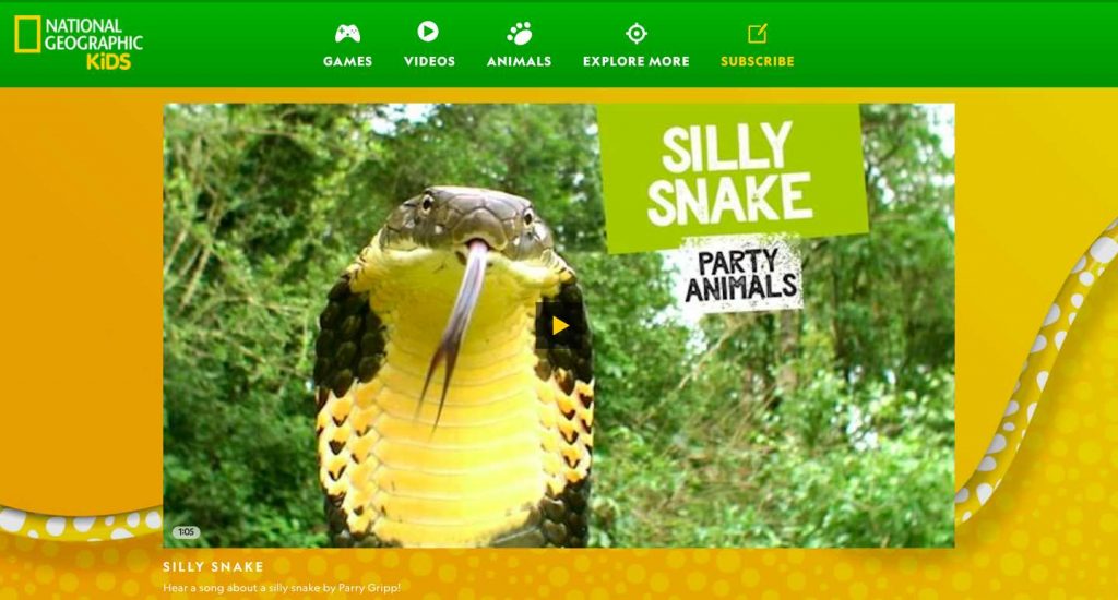Website homepage of National Geographic Kids