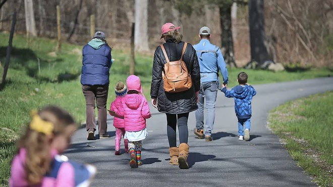 Kids walking in the park