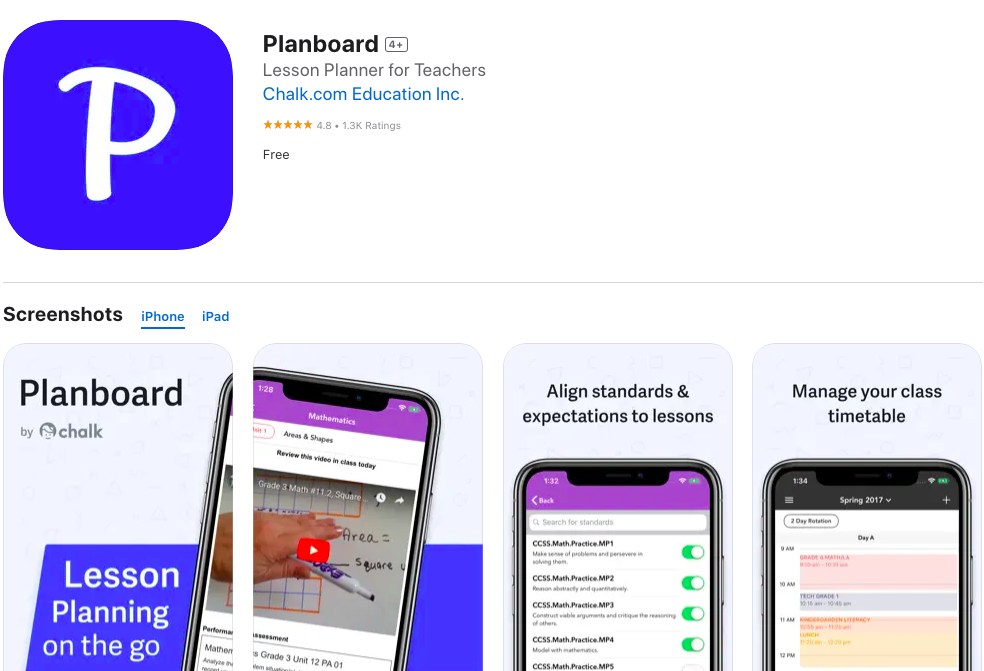App store page of PlanBoard