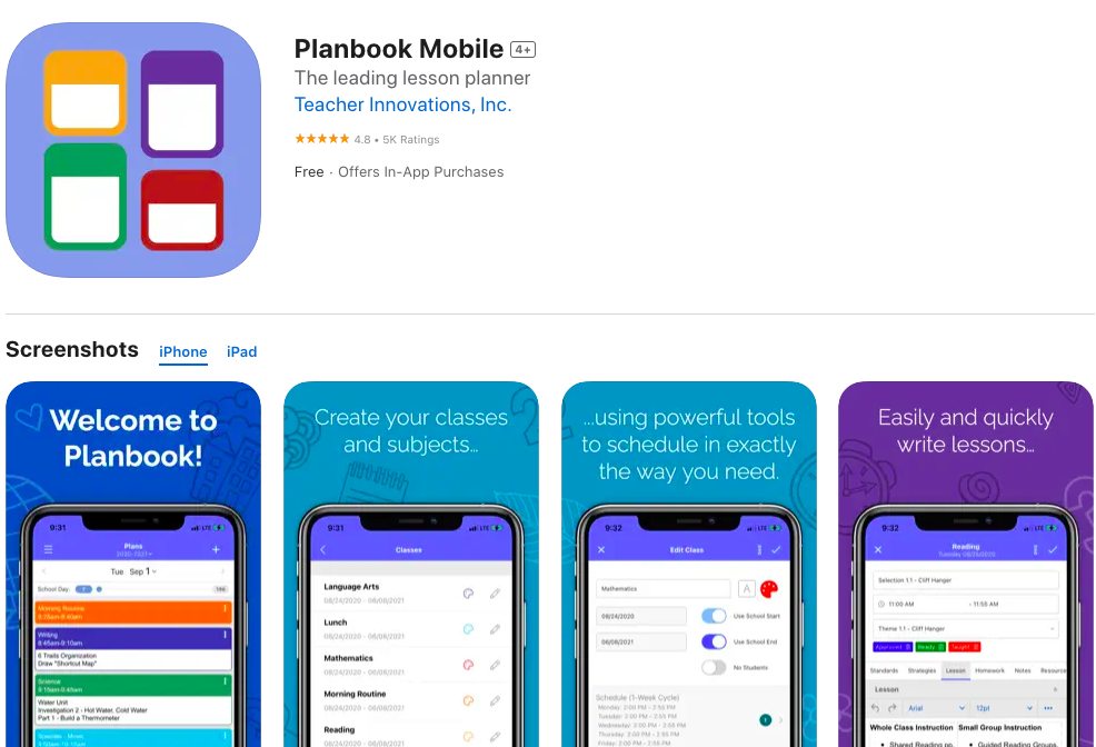 App store page of Planbook