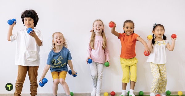 Kids holding balls