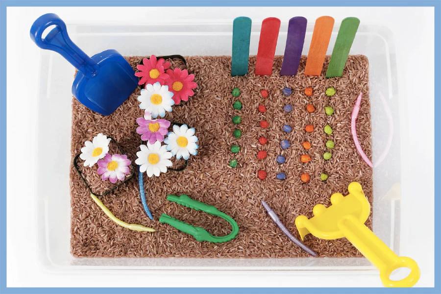 A spring sensory bin