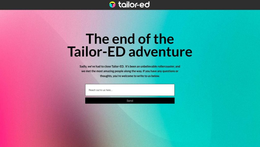 Website homepage of Tailor ED