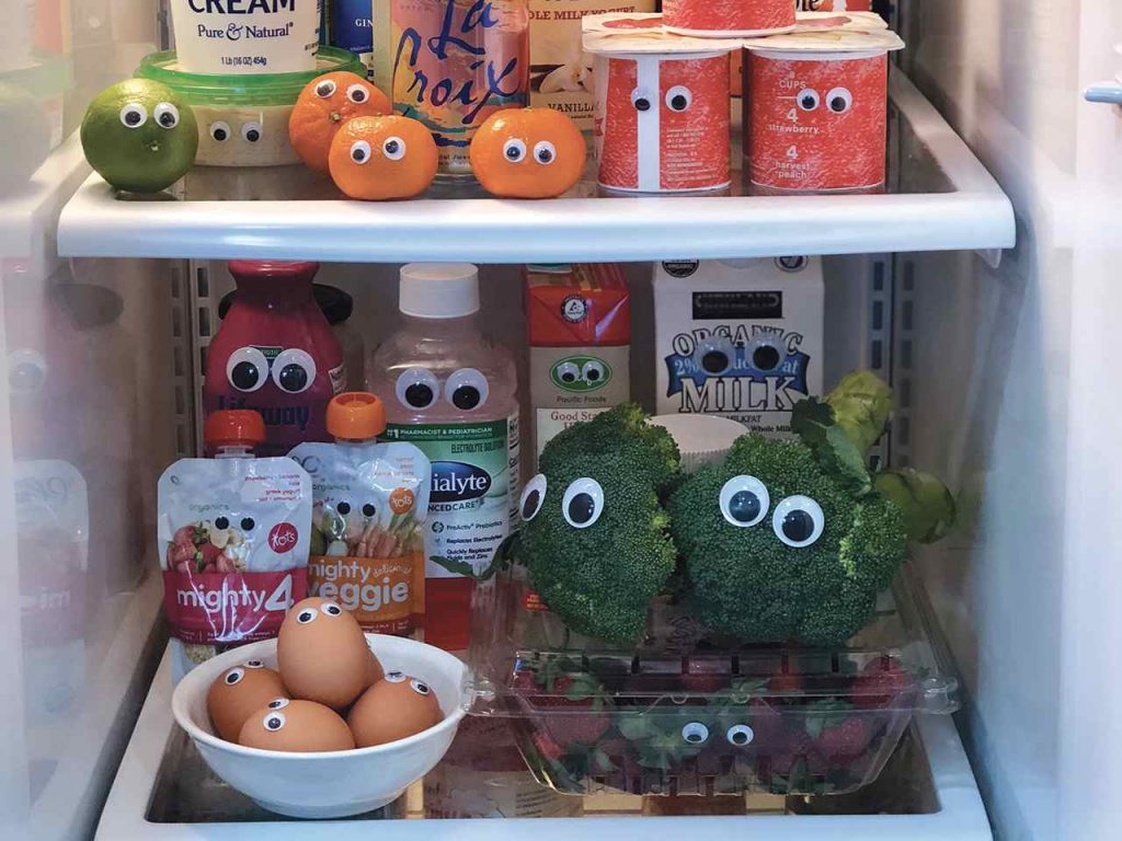 Googly eyes on vegetables