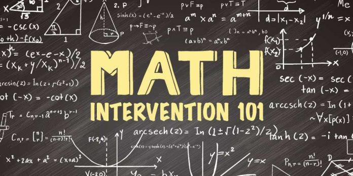 Math intervention 101 written on a blackboard