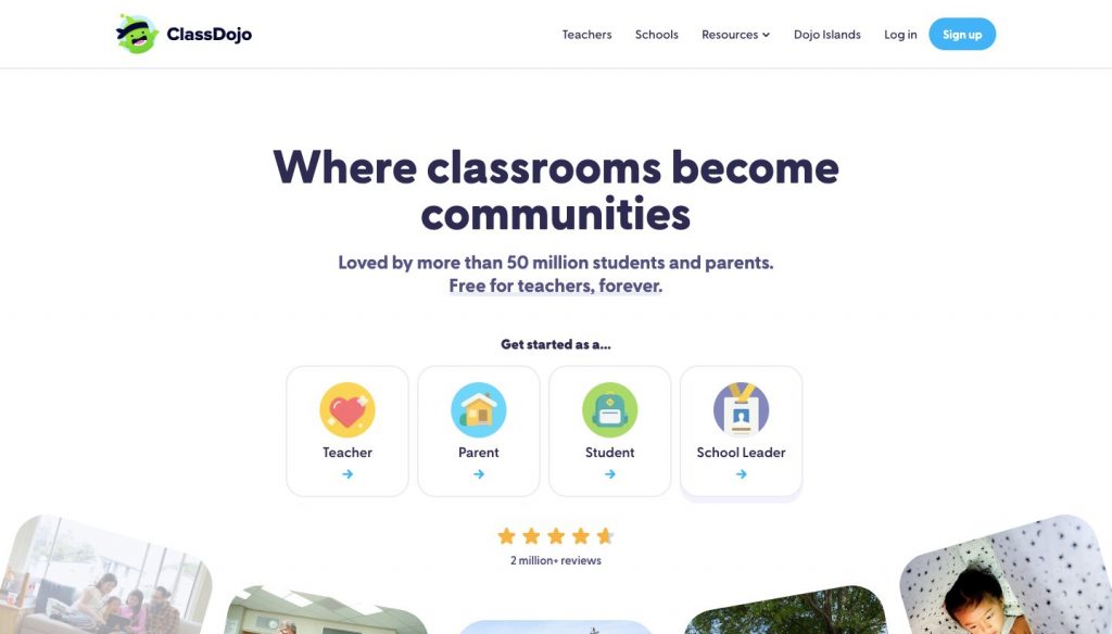 Homepage of ClassDojo