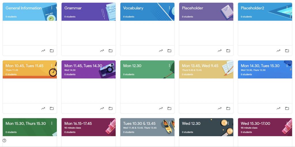 Dashboard in Google Classroom