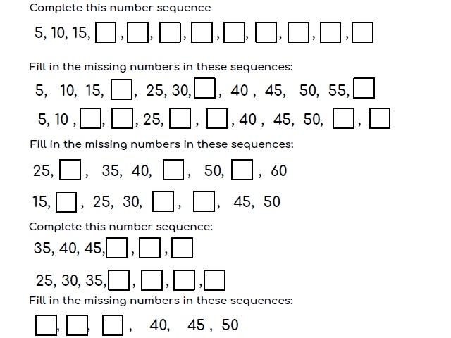 Skip counting for multiplication worksheet