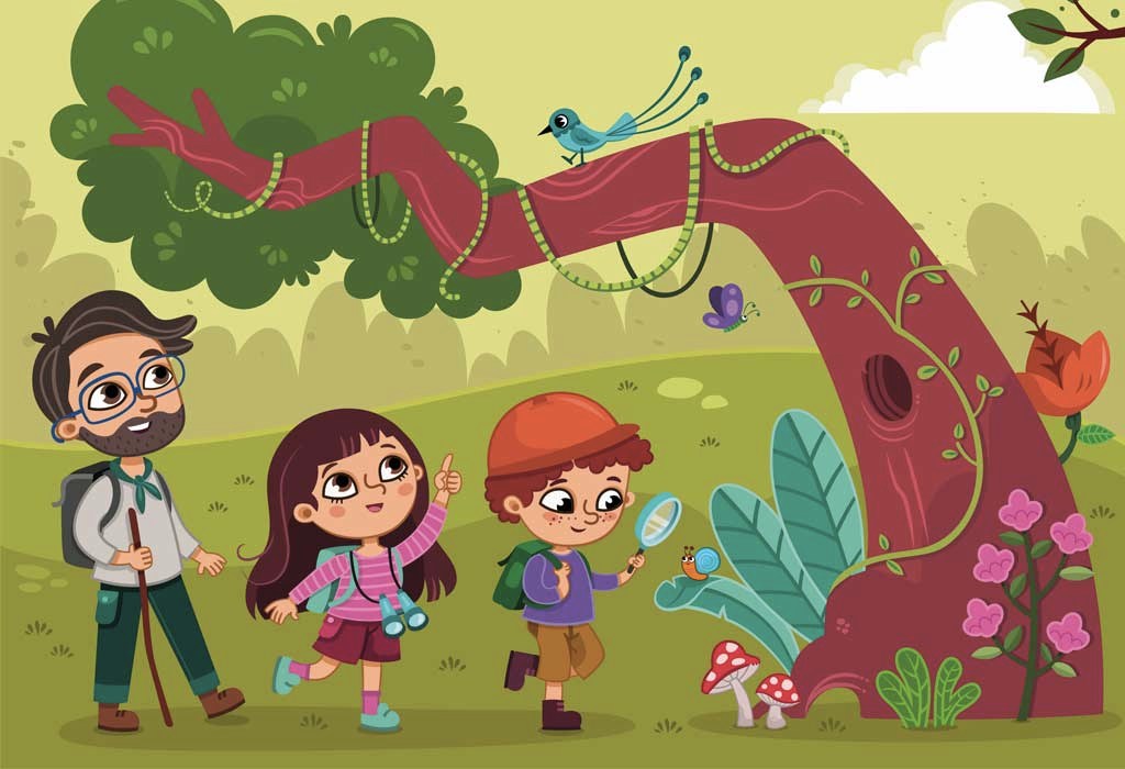 Kids taking a nature walk