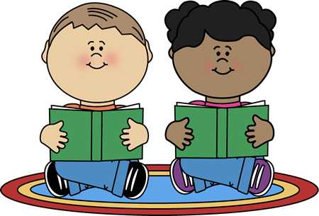 Vector graphics of two kids reading together