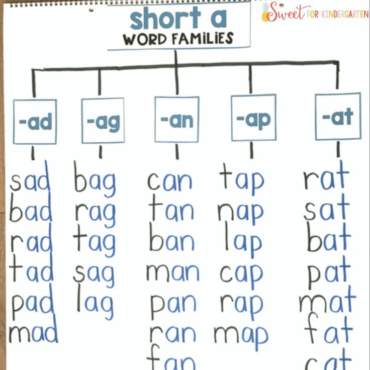 Word family rhyming words