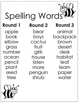 Spelling bee list