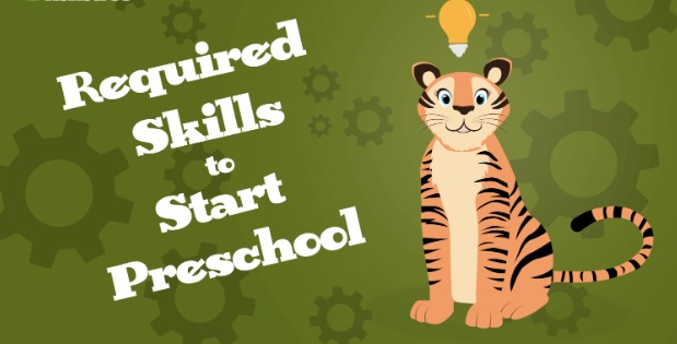 Required skills to start preschool written with a tiger on the side