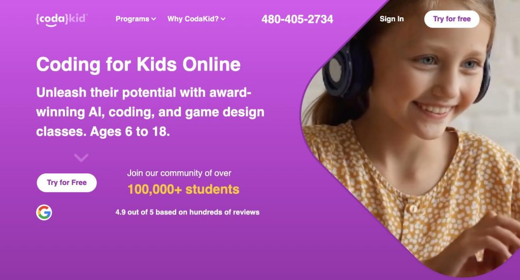 Webpage of The Code A Kid