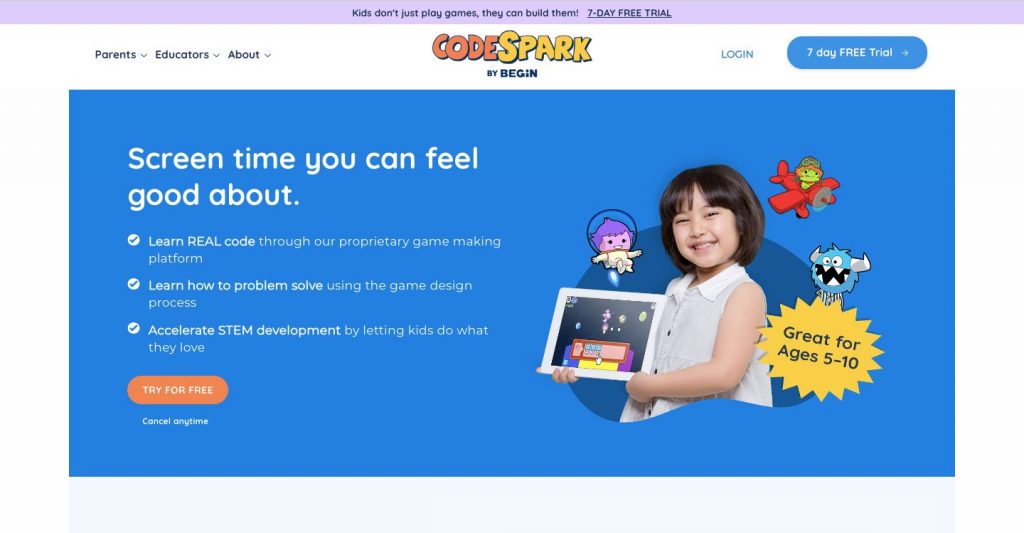 Webpage of CodeSpark