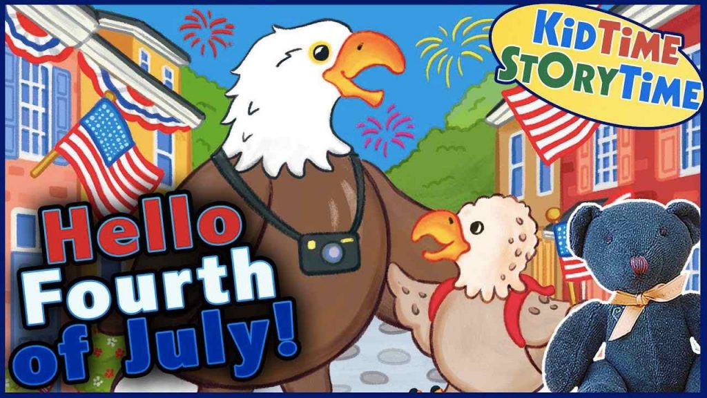 illustration of bird family explaining fourth of july